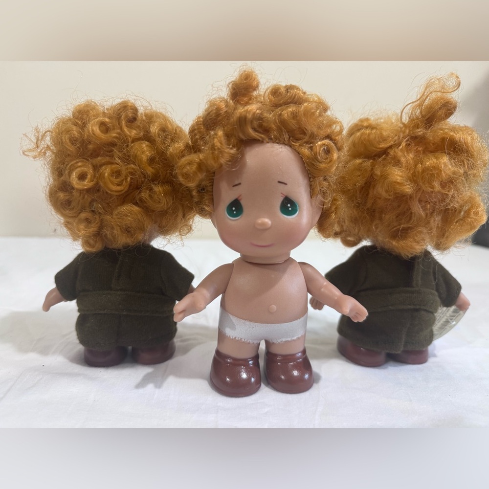 Precious Moments Dolls with Curly Orange Hair and Brown Outfits - Picture 9 of 13